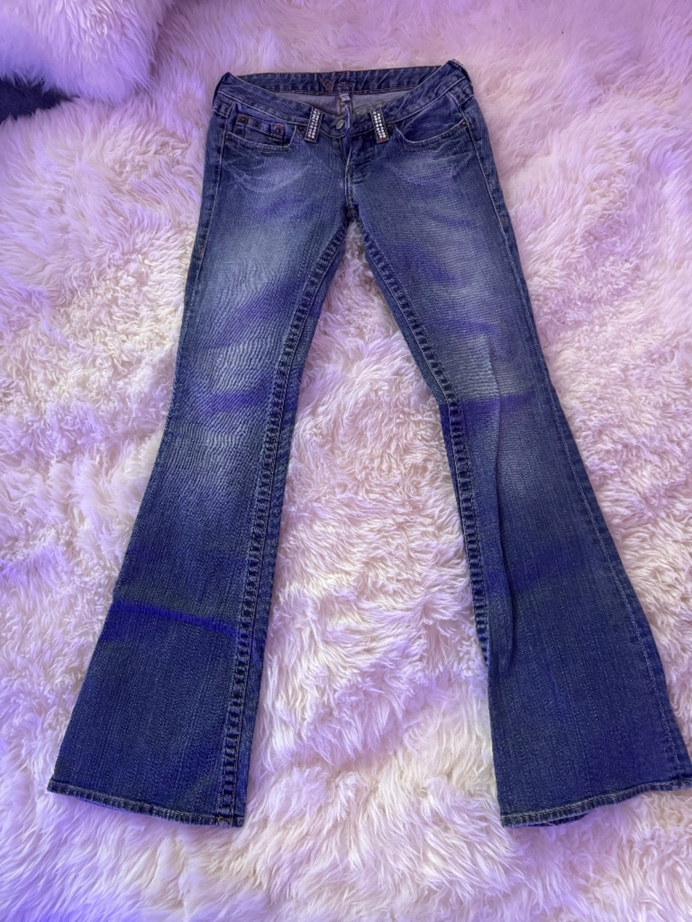 Bebe rhinestone logo jeans